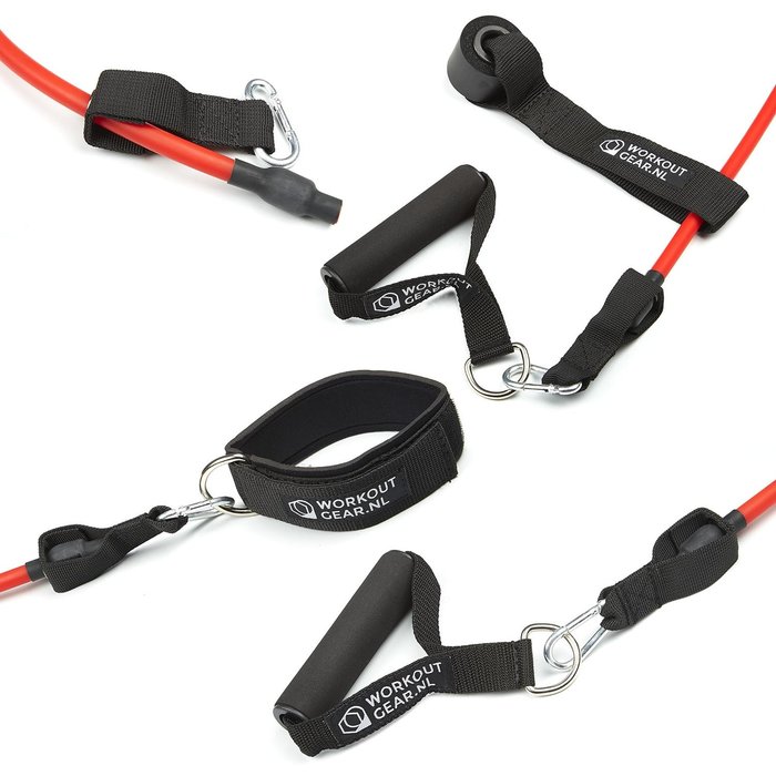 Workout Gear Tube Set - Fitness Elastiek - Weerstandsbanden - Met Handvatten