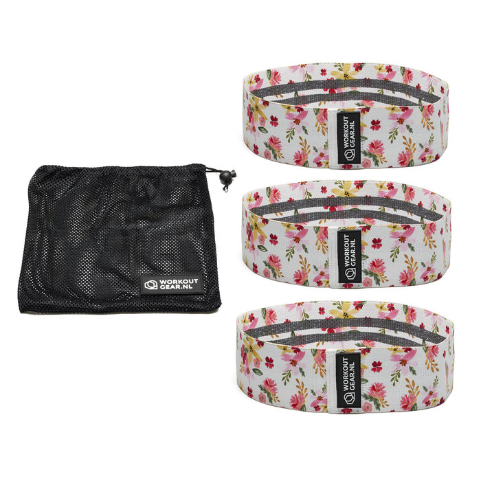 Workout Gear Weerstandsbanden - Set van 3 banden - Patroon - Bloemenprint - 14/24kg