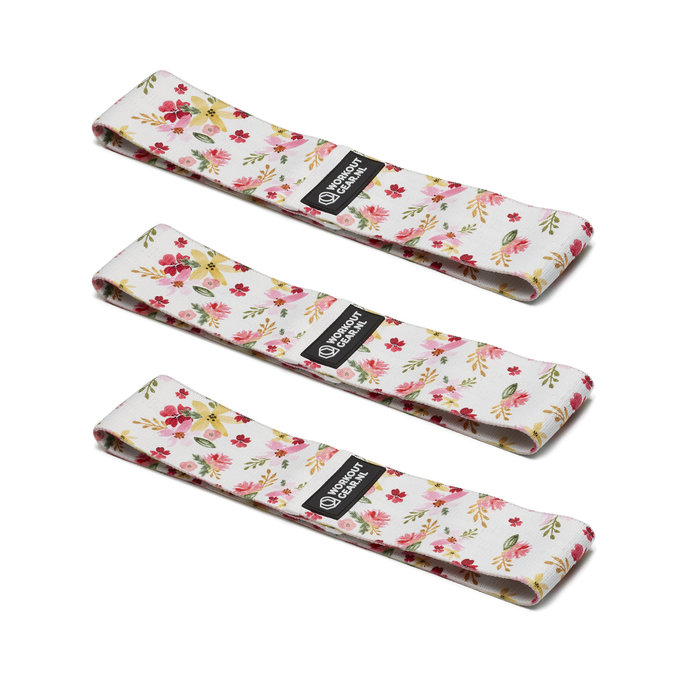Workout Gear Weerstandsbanden - Set van 3 banden - Patroon - Bloemenprint - 14/24kg