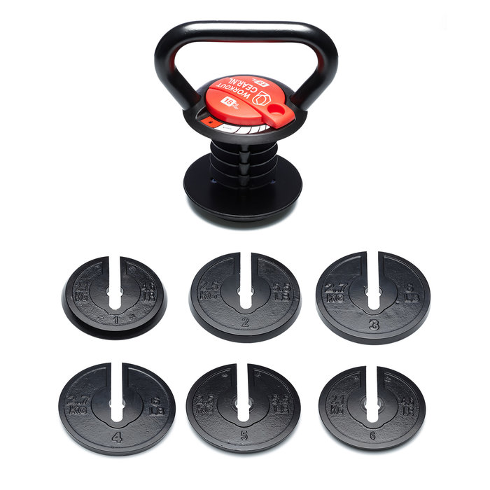 Workout Gear Verstelbare Kettlebell - Rood / Zwart - 3-18kg