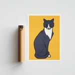 Kat & Poster kunstprint - Geïnspireerd op Witte kat I