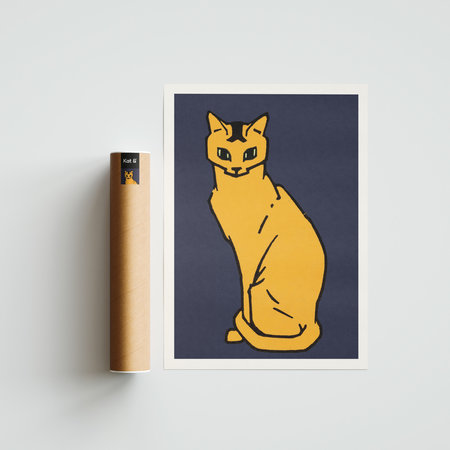 Kat & Poster kunstprint - Geïnspireerd op Witte kat II