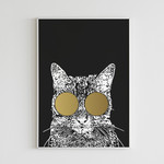 Kat & Poster zeefdruk - kat met zonnebril