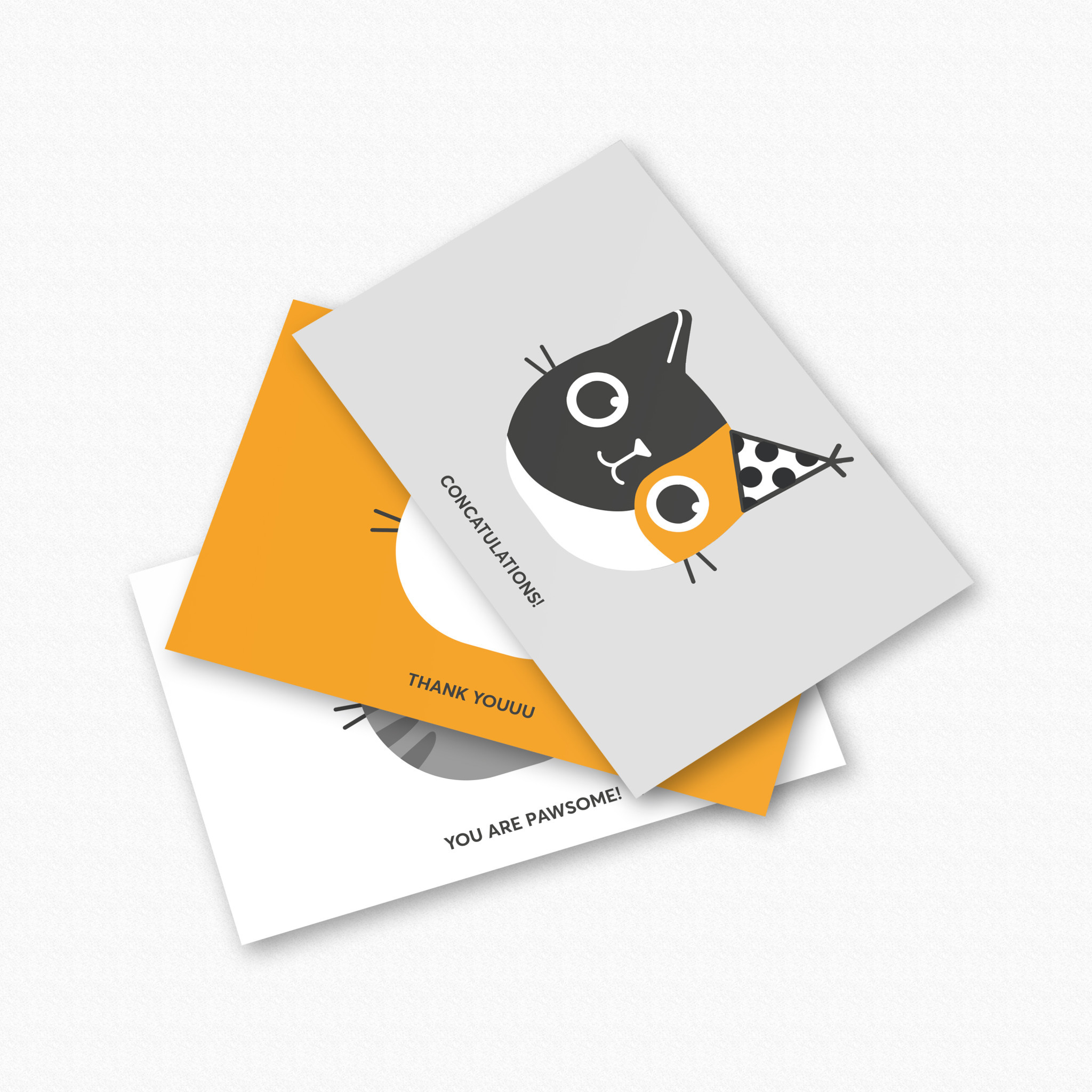 Kat & Ansichtkaarten kat - set van 6 geïllustreerde kattenkaarten / variant B