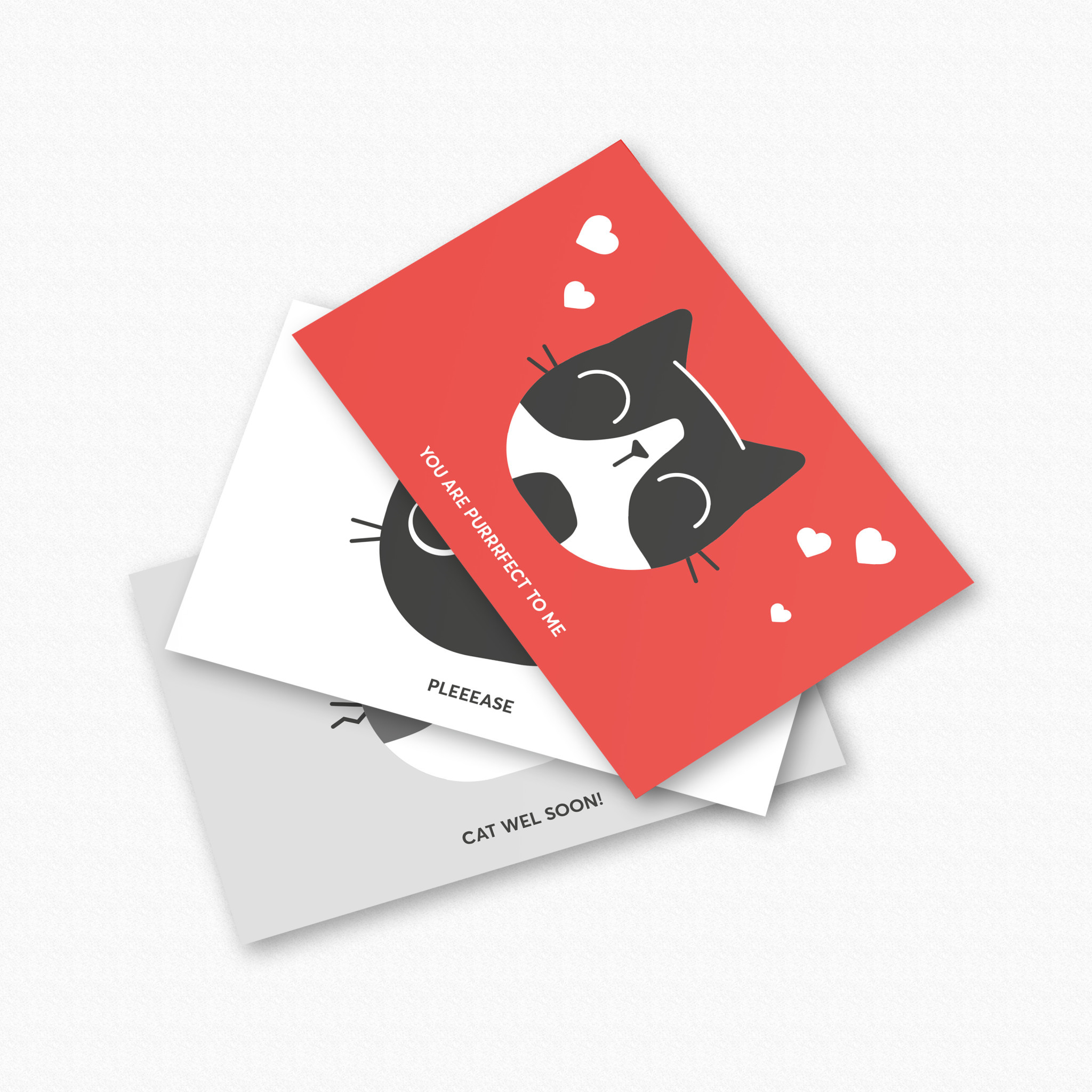 Kat & Ansichtkaarten kat - set van 6 geïllustreerde kattenkaarten / variant A