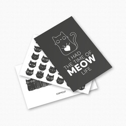 Kat & 6 Ansichtkaarten / zwart-wit