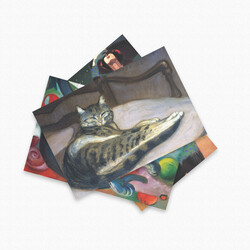 Kat & 6 Ansichtkaarten / schilderkunst