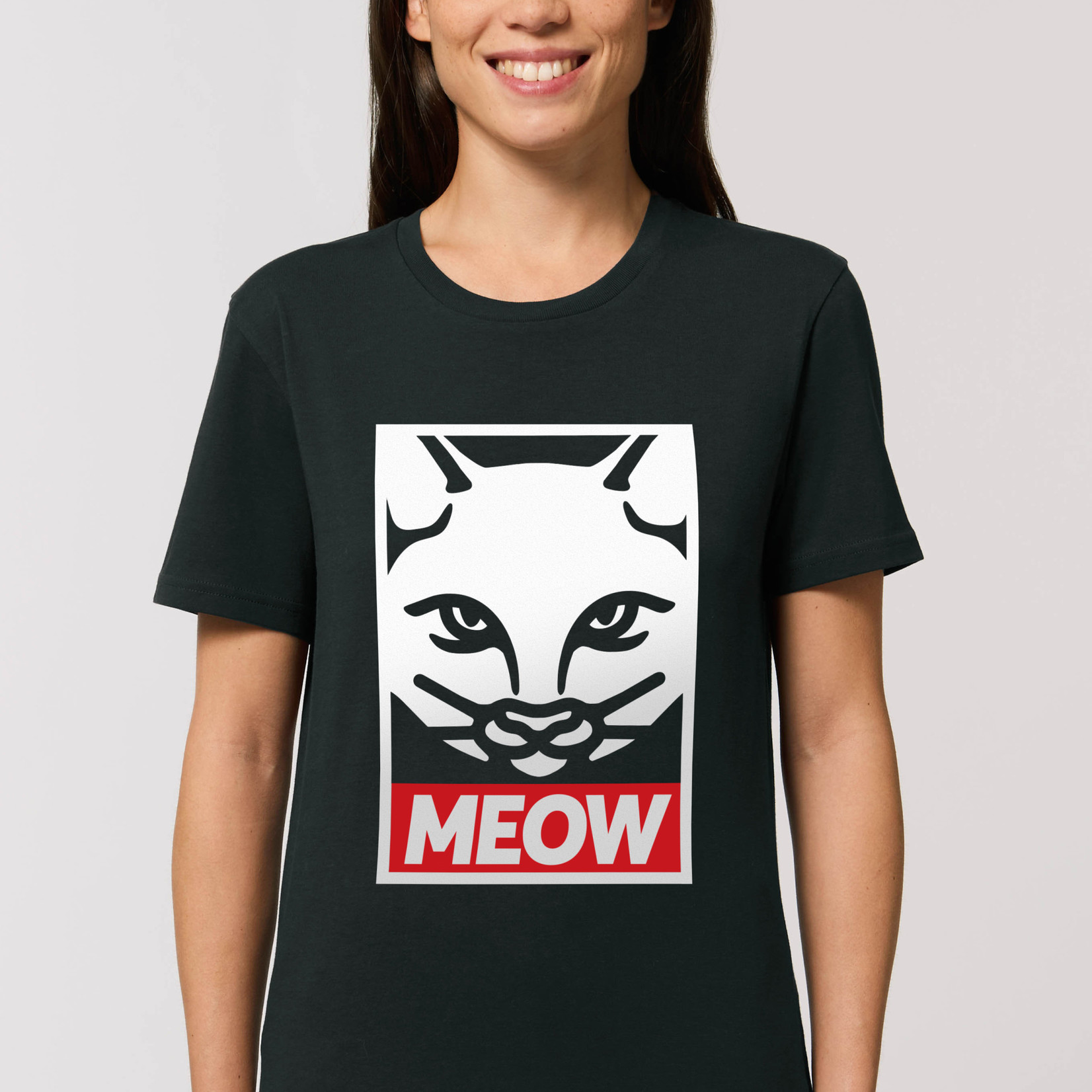 Kat & T-shirt Meow face / unisex model  katten t-shirt