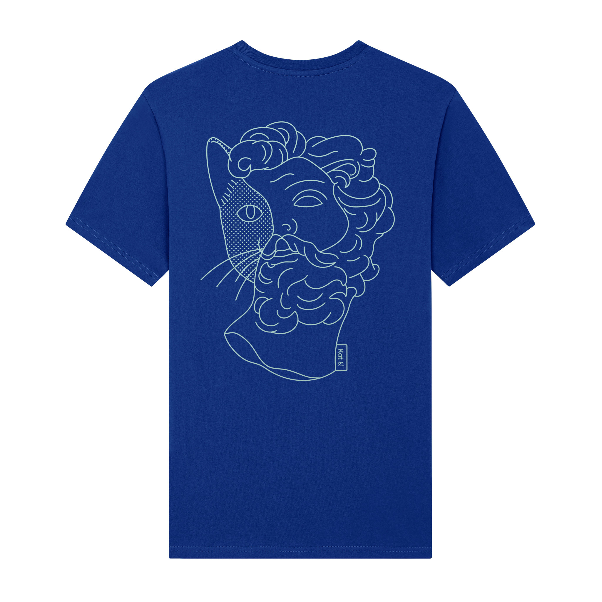Kat & Kat & t-shirt Half god half kat / worker blue