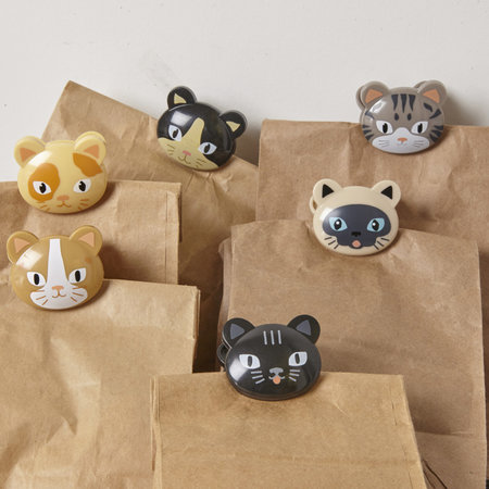 Kikkerland Cat bag clips set van 6