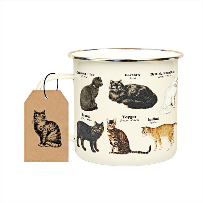 Gift Republic Emaille beker kattenrassen met benamingen