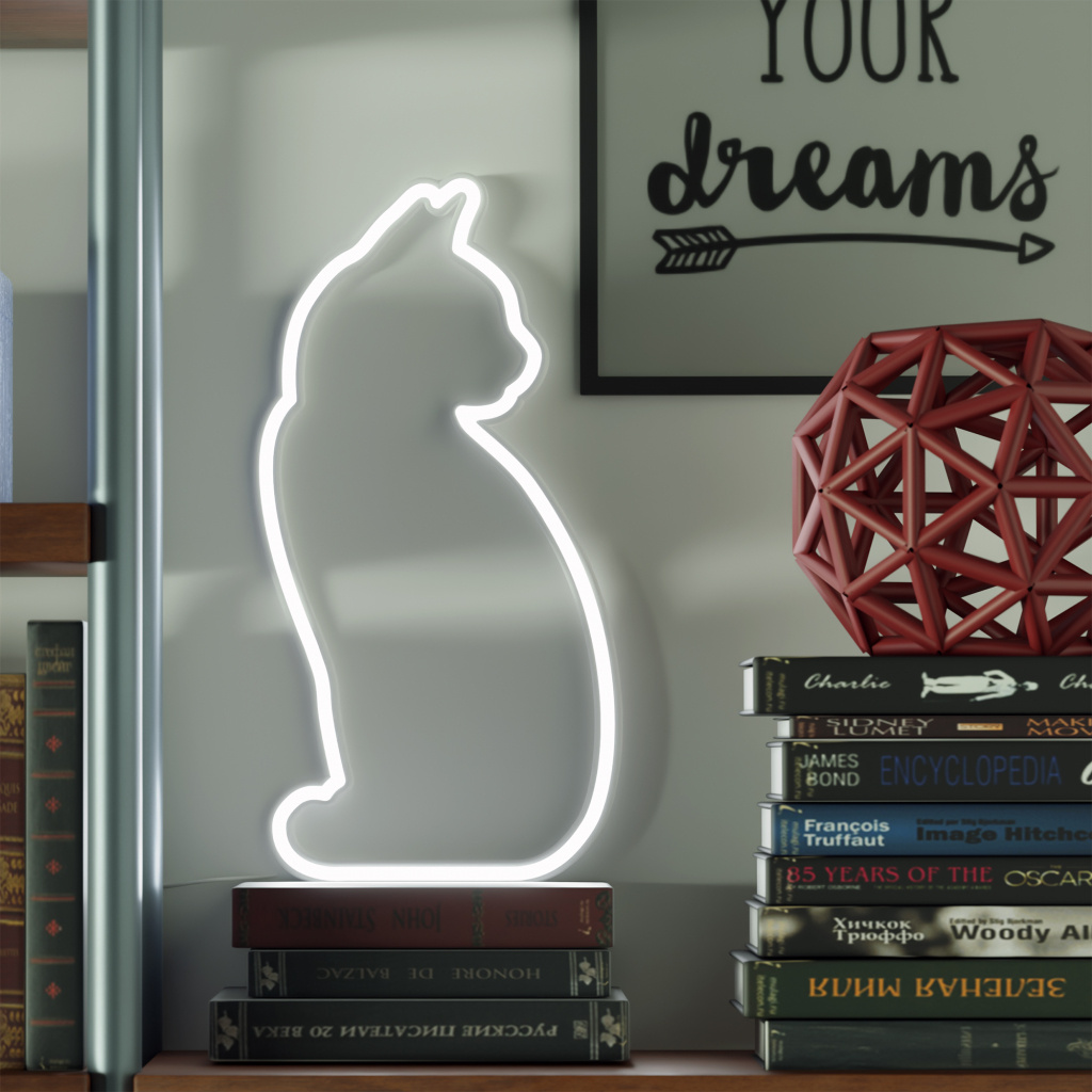 Mustard Cat Light - LED neon zittende katten lamp