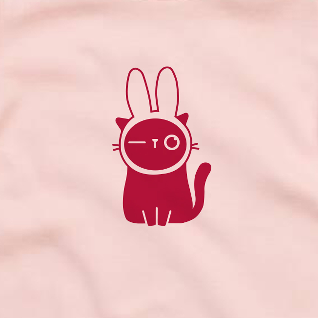 Kat & Romper met knipogende kat met konijnenoren  / lichtroze