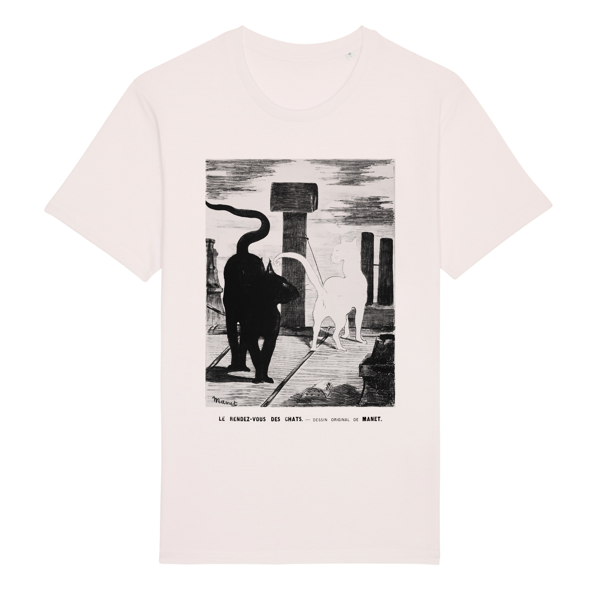 Kat & T-shirt met print 'Le Rendez-vous des chats' van Manet
