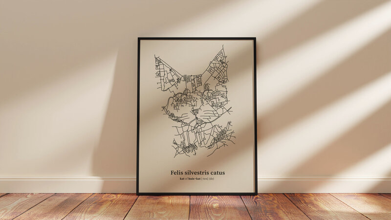 Kat & Gezeefdrukte kattenposter - kattegrond