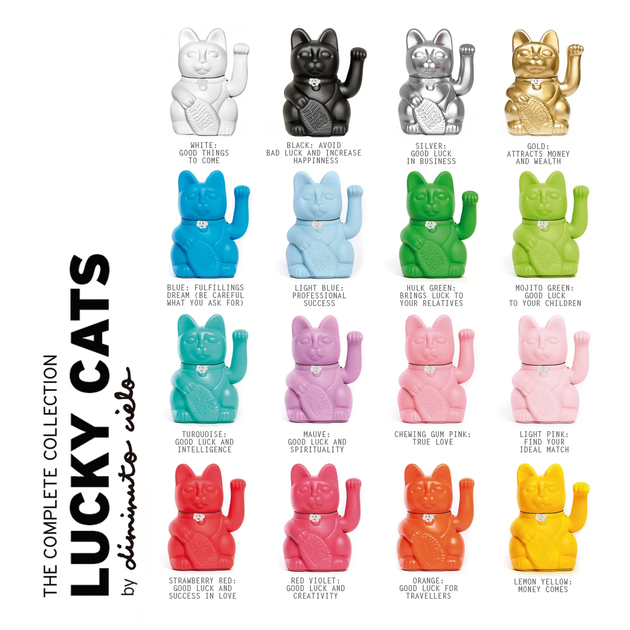 Diminuto Cielo Lucky Cats in verschillende kleuren
