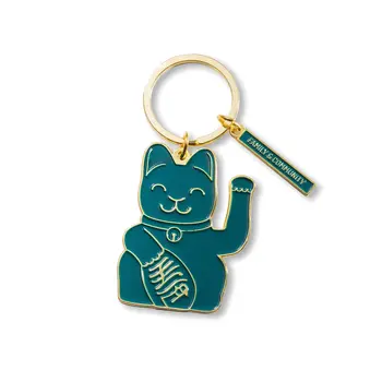 Maneki Neko Keyring | Green