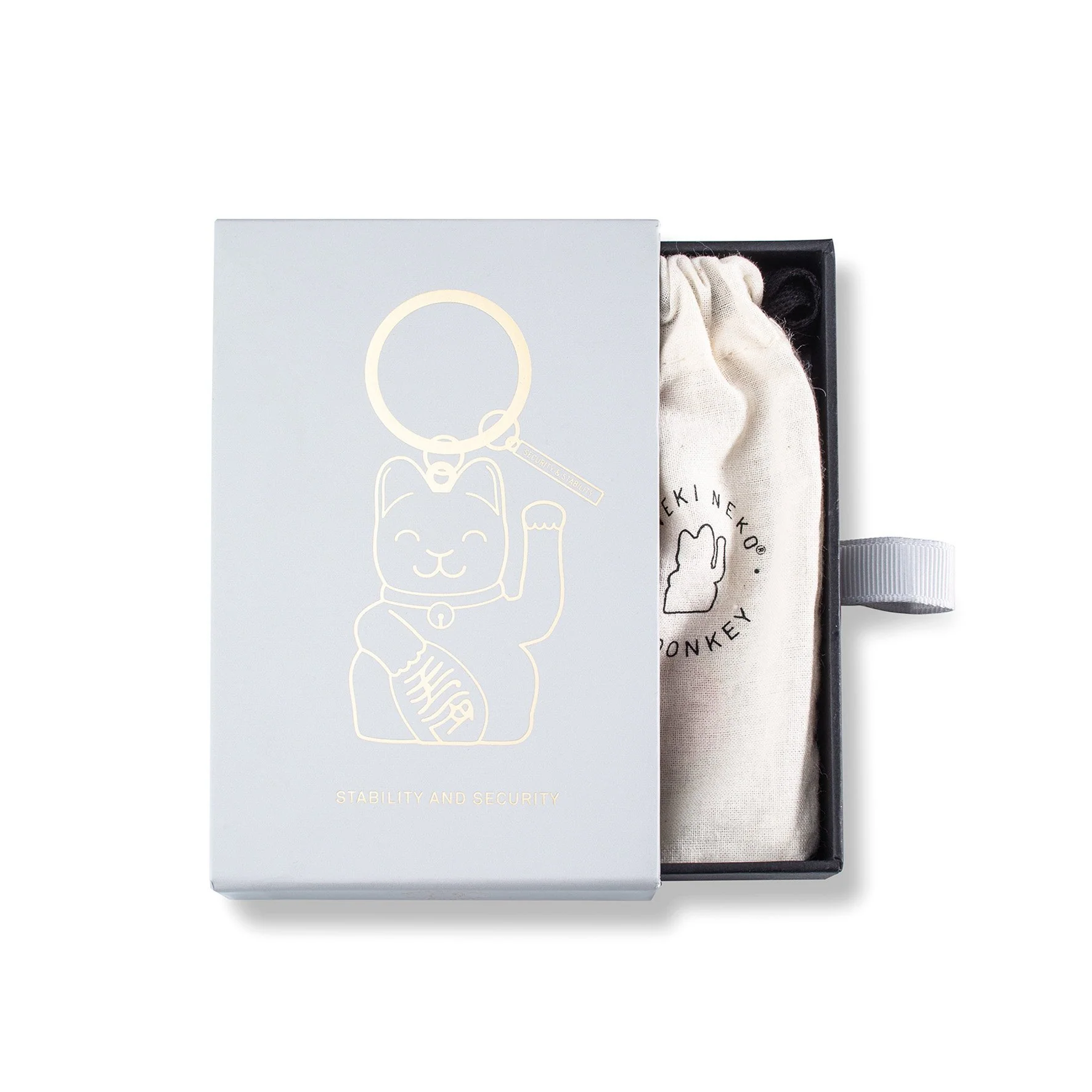 Maneki Neko Keyring | Grey