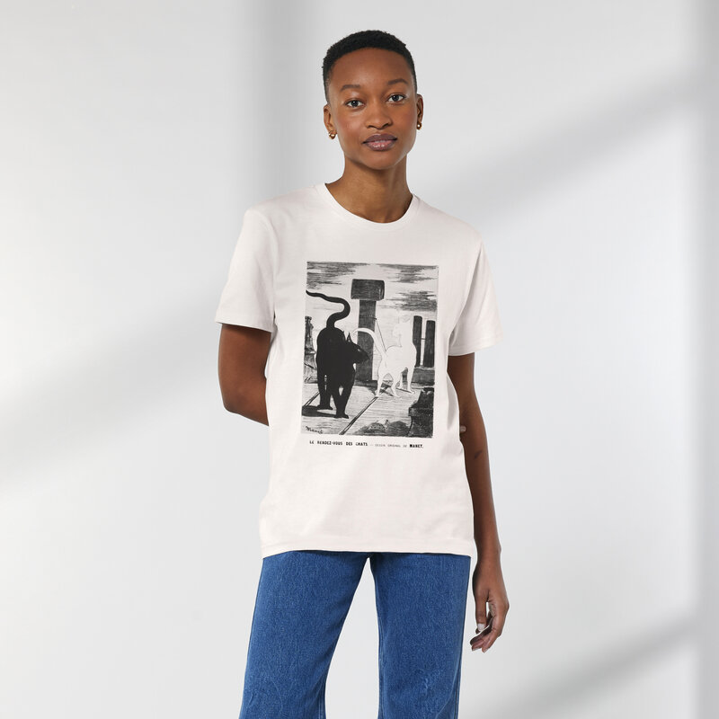 Kat & T-shirt met print 'Le Rendez-vous des chats' van Manet