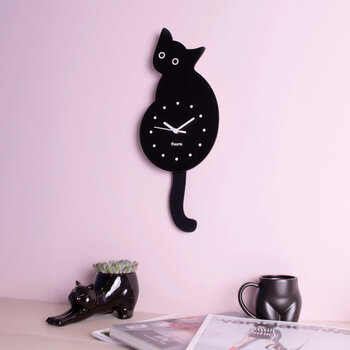 Fisura Cat Clock - Black