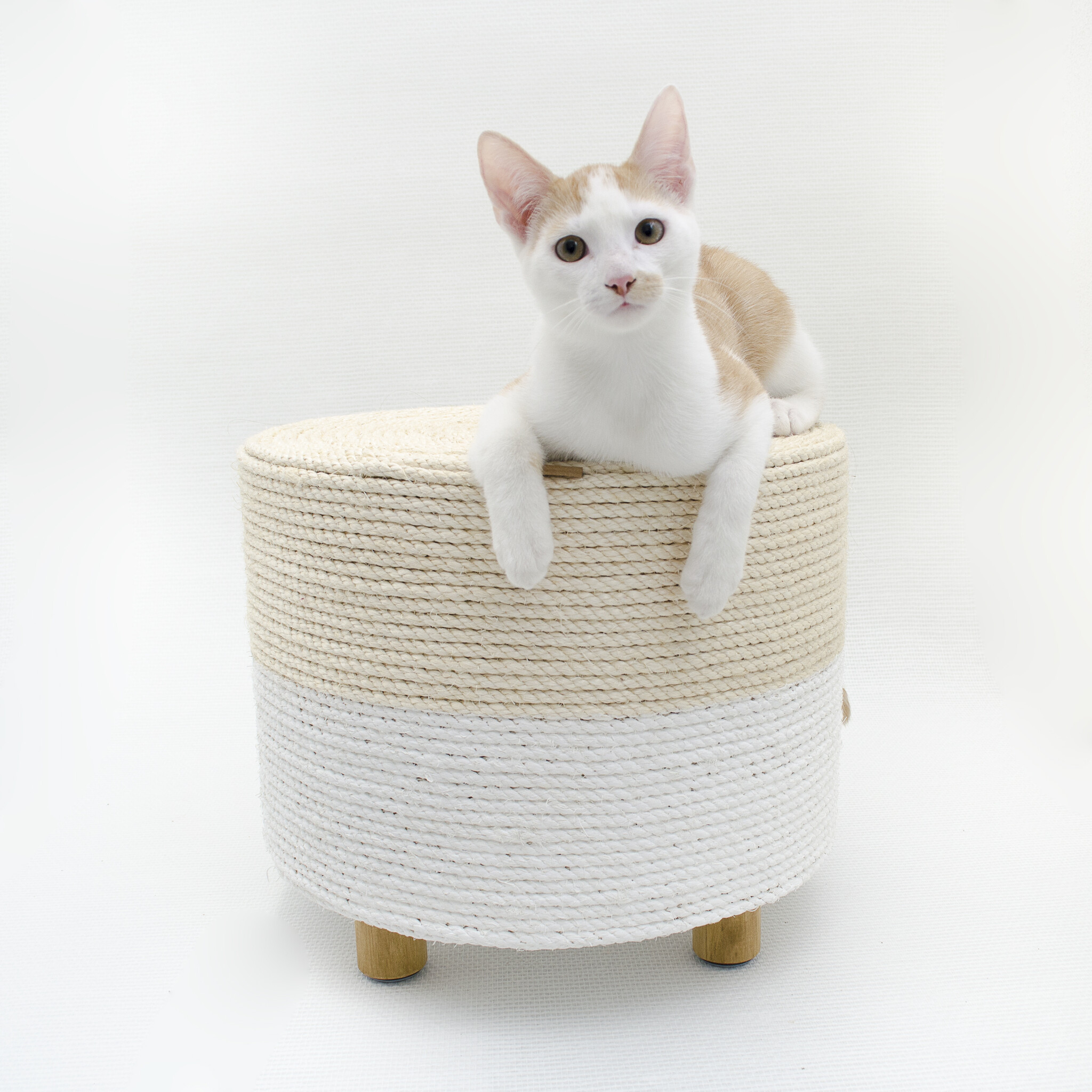 Kat & Krabpoef naturel / wit - duurzaam & handgemaakt