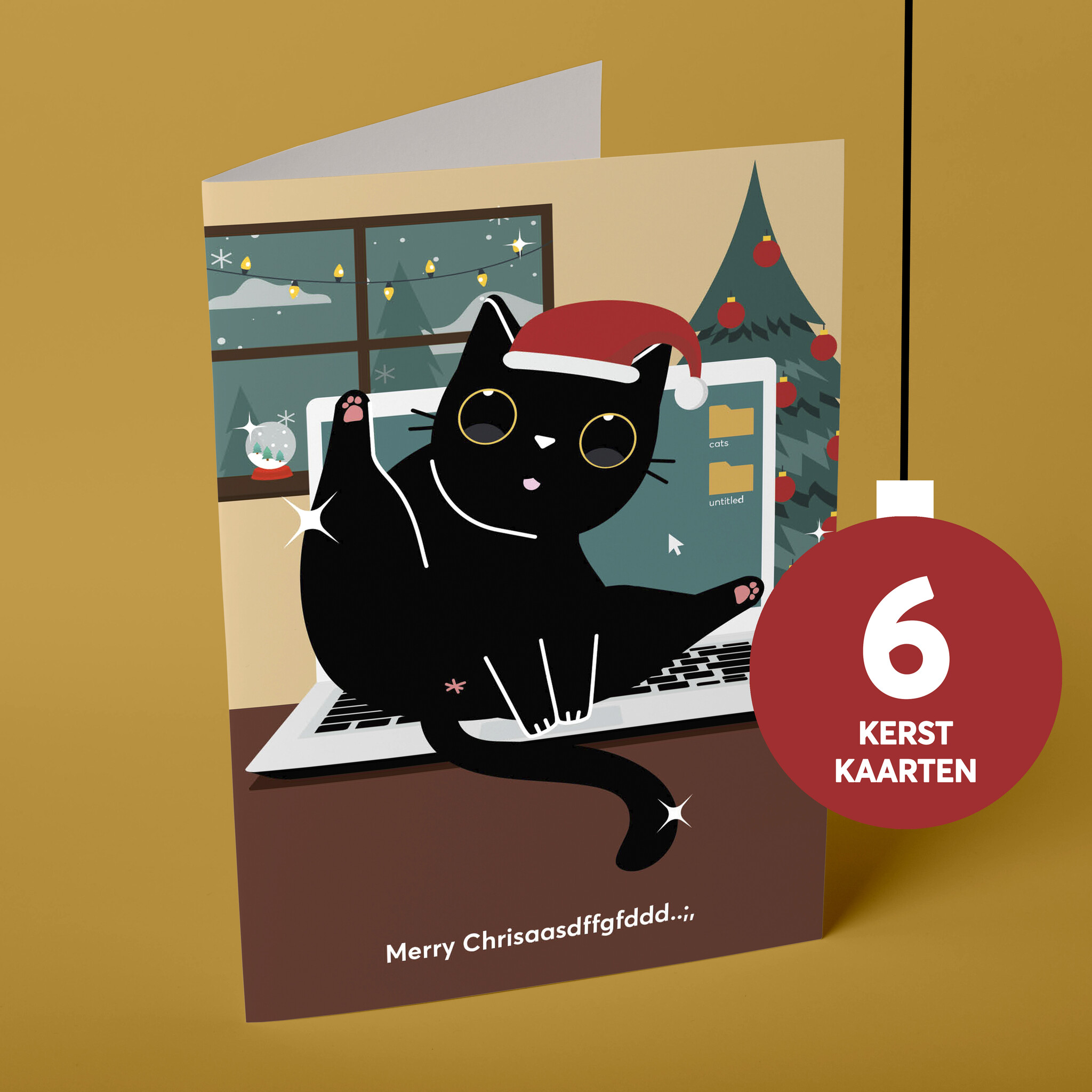 Kat & Kerstkaarten met een vleugje kattenkwaad