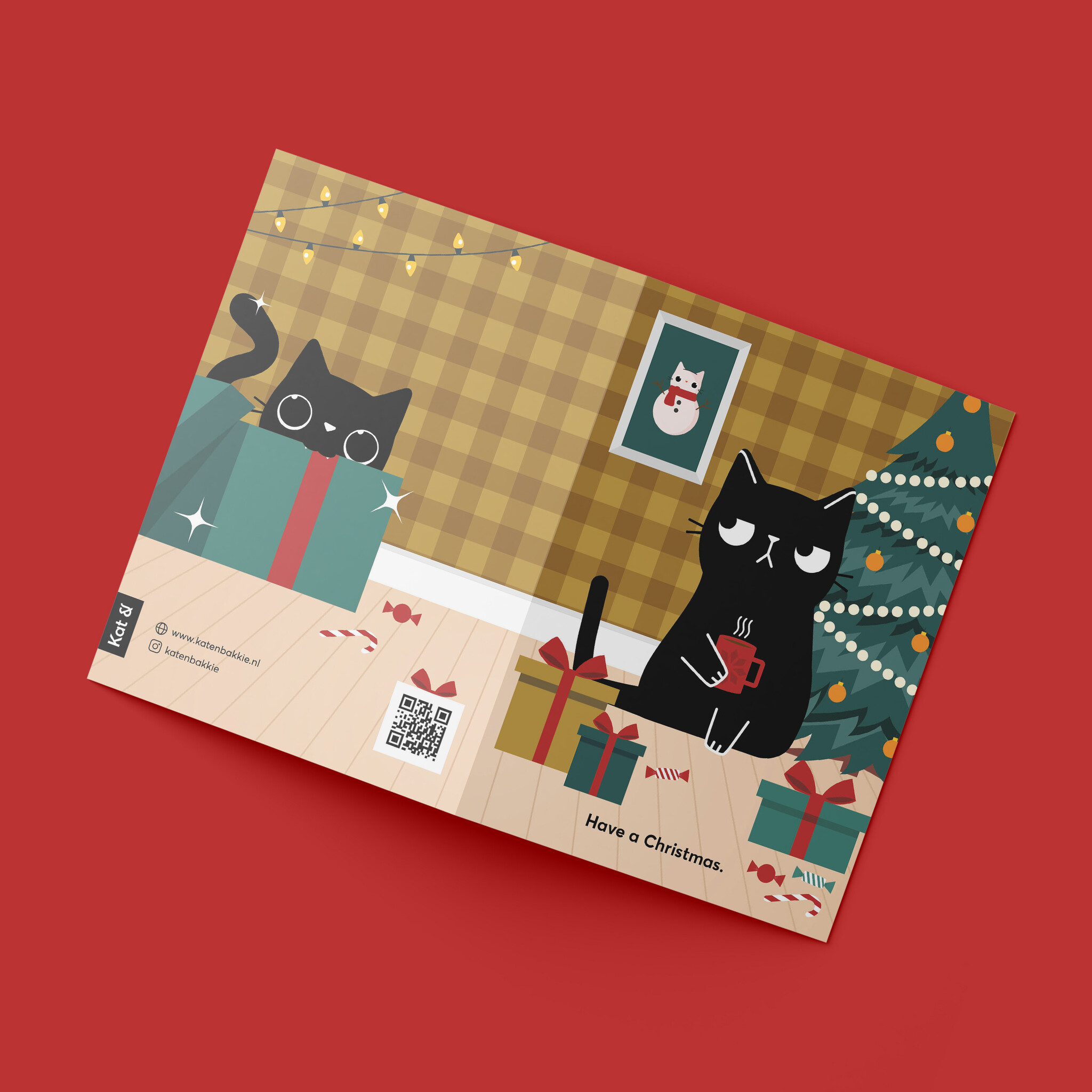 Kat & Kerstkaarten met een vleugje kattenkwaad