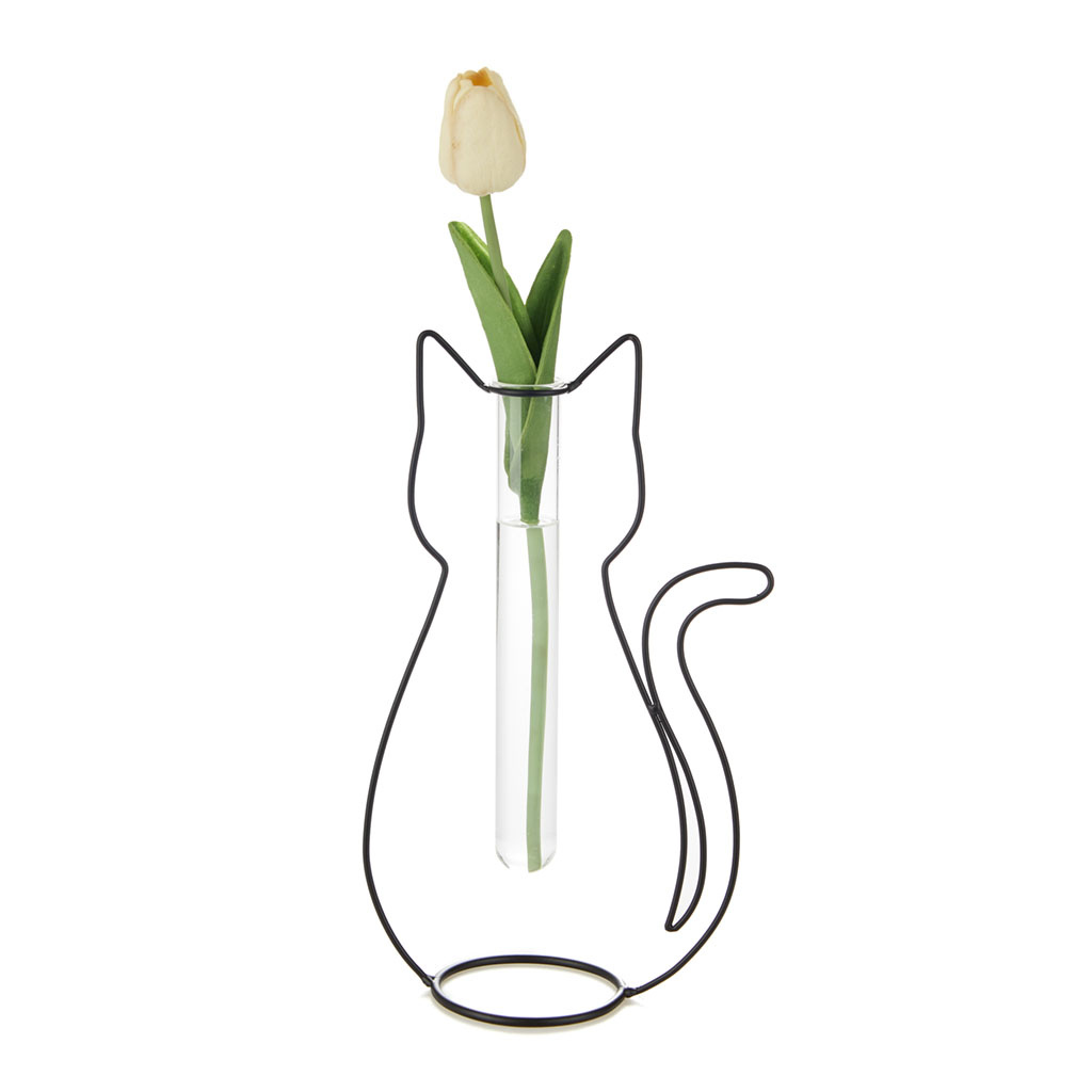 Balvi Balvi Vase cat silhouette black metal / glass