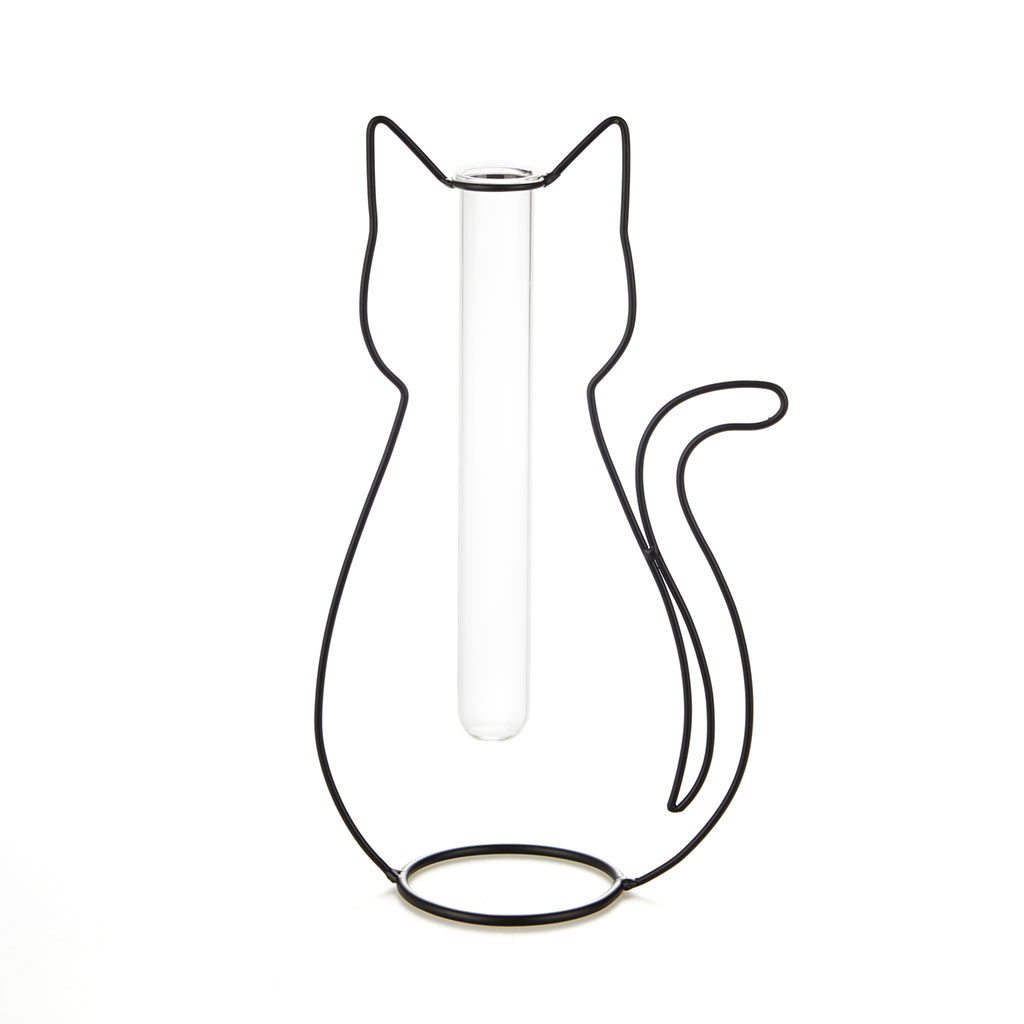 Balvi Balvi Vase cat silhouette black metal / glass