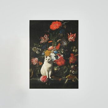 Kat & Kattenposter - Kat met bloemen