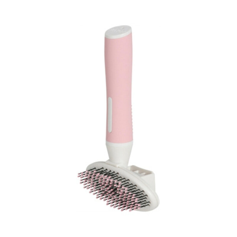Zolux anah slickerborstel soft intrekbaar roze / wit 9x5,5x16,5 cm
