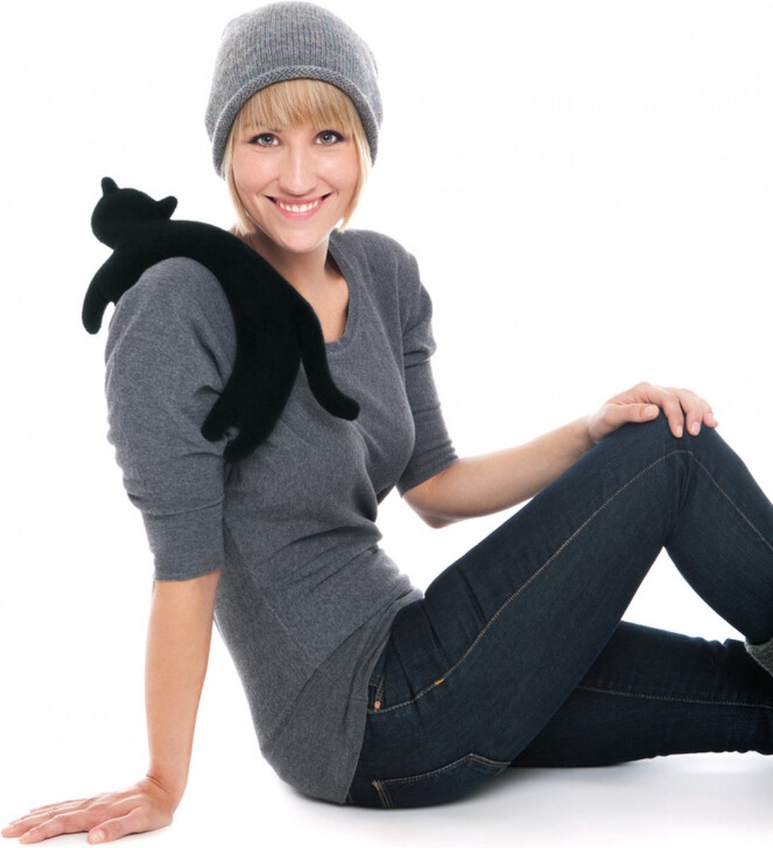 Leschi Warmtekussen - Minina de Kat - zwart