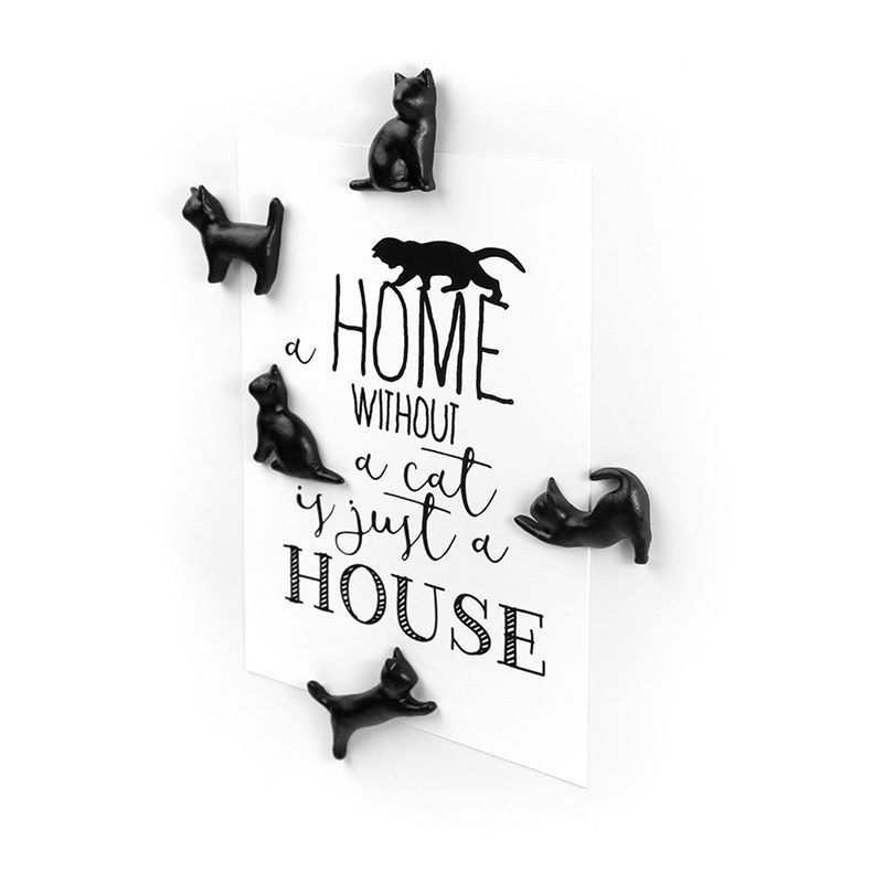 Trendform Vijf zwarte katten magneten