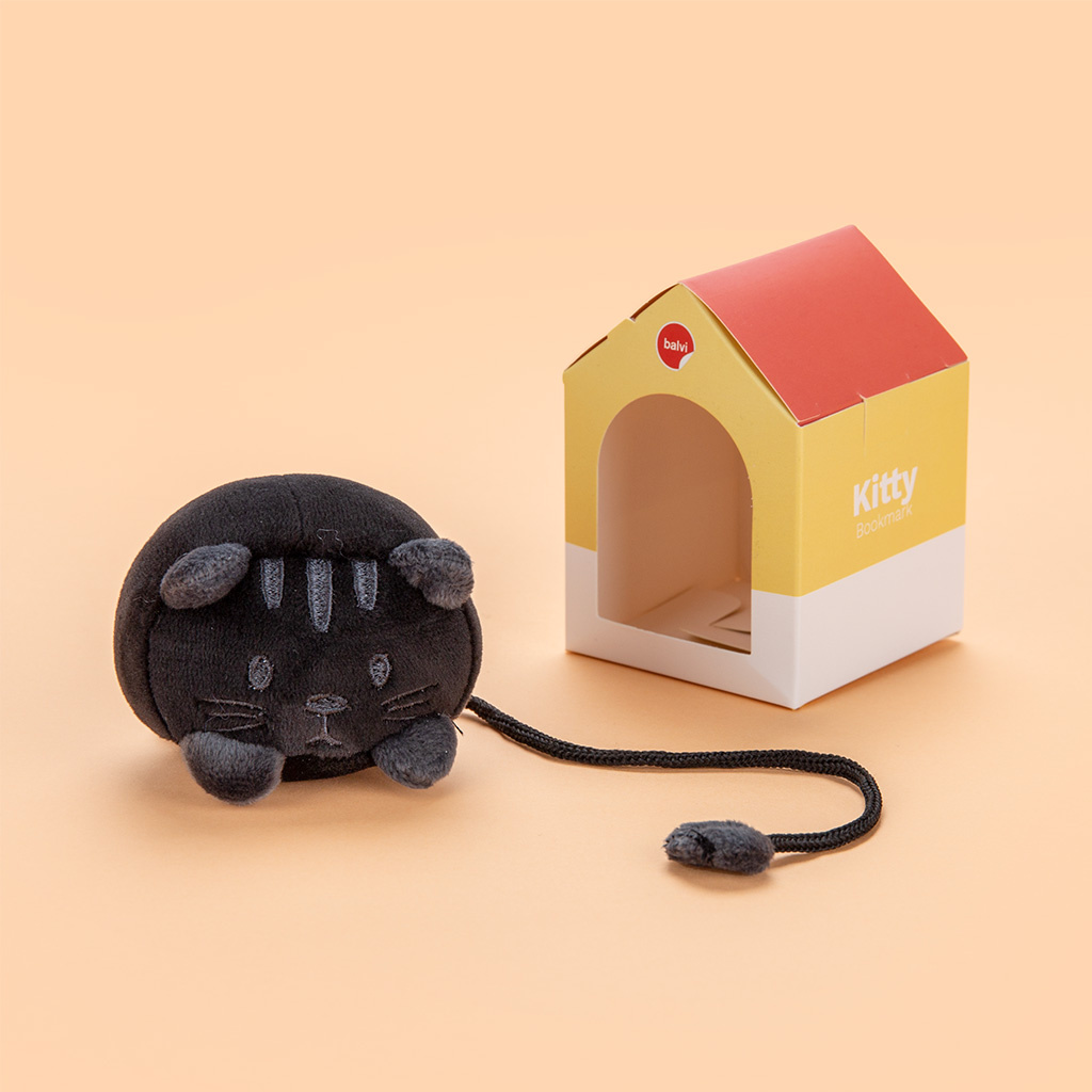 Balvi Balvi boekenlegger fluffy kitty - zwart polyester