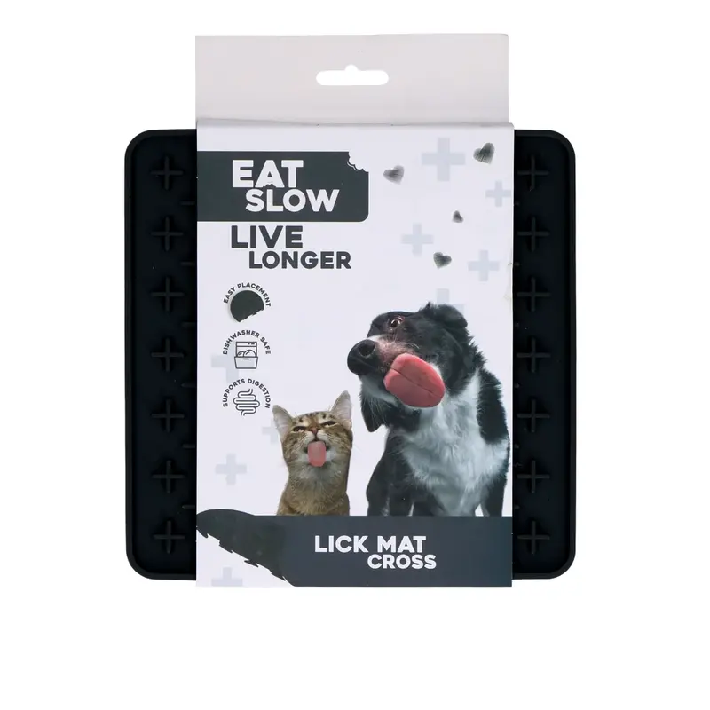 Eat Slow Live Longer Lick Mat Cross Grijs