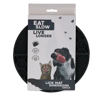 Eat Slow Live Longer Lick Mat Dimensions Circle Grijs