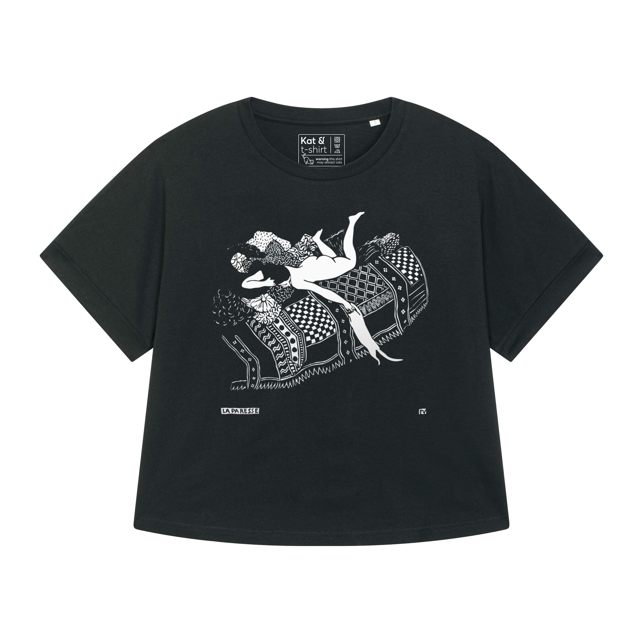 Kat & Dames t-shirt met kattenprint 'La Paresse'