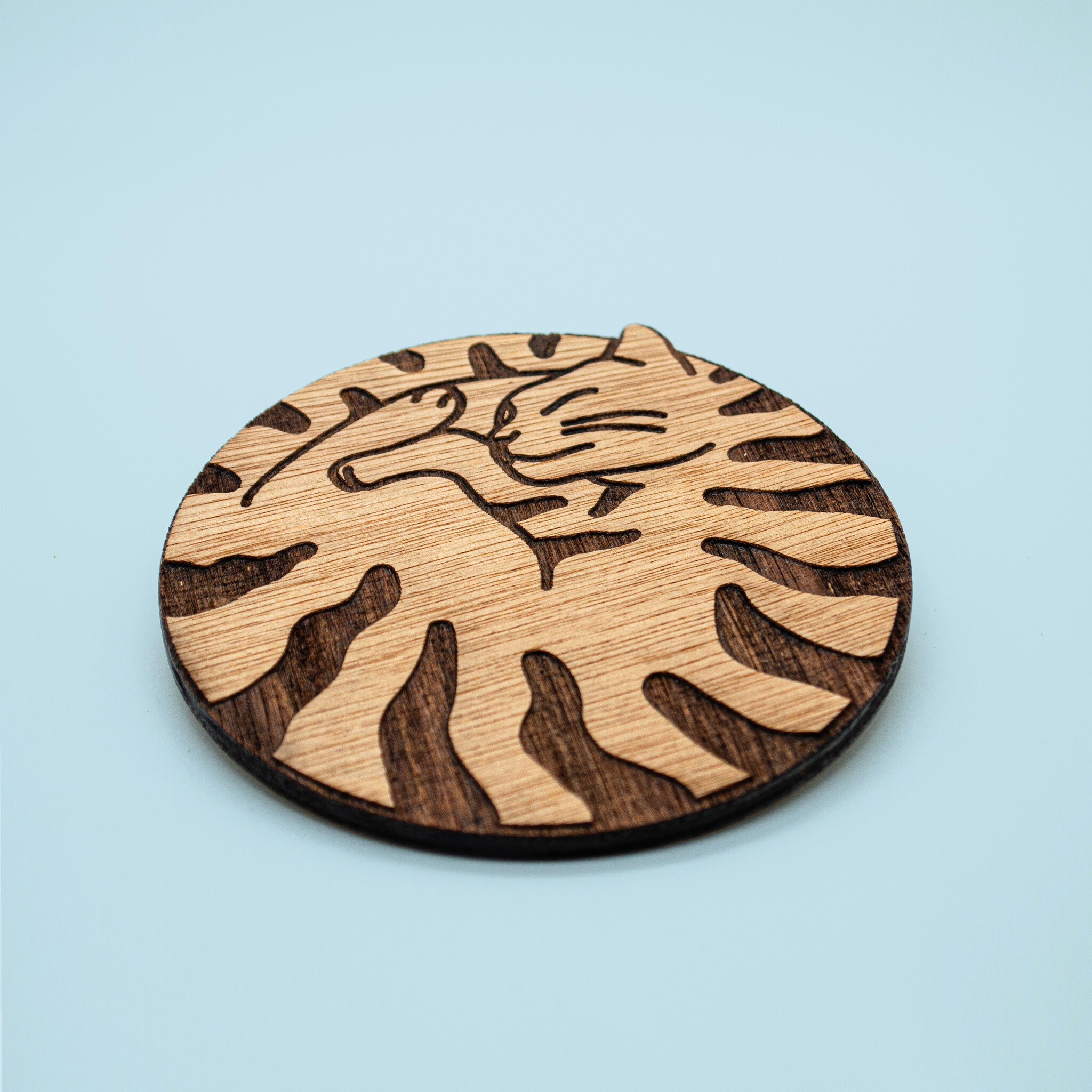 Kat & Set van 4 verschillende onderzetters met slapende katten