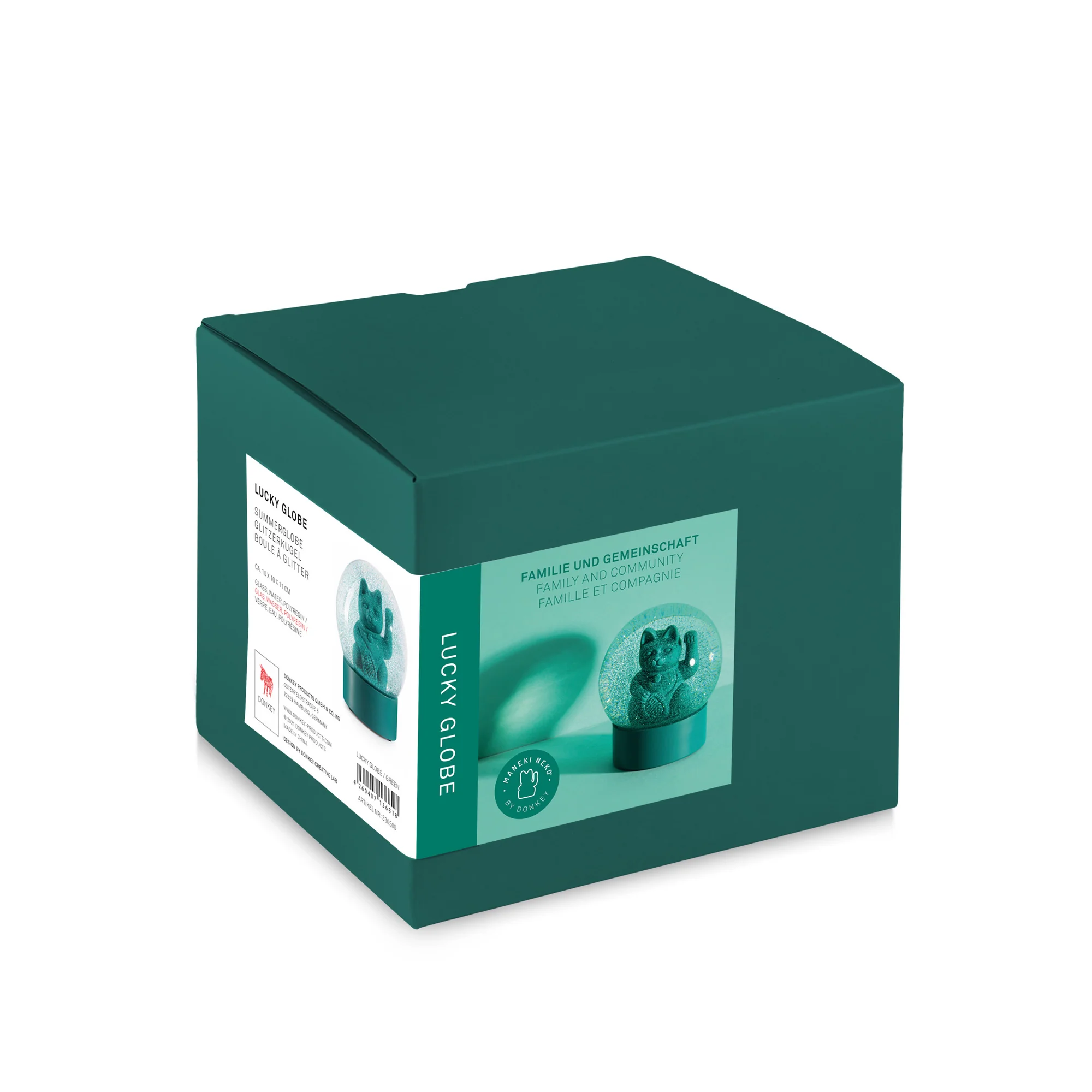 Groene Lucky Cat sneeuwbol / glitterbol