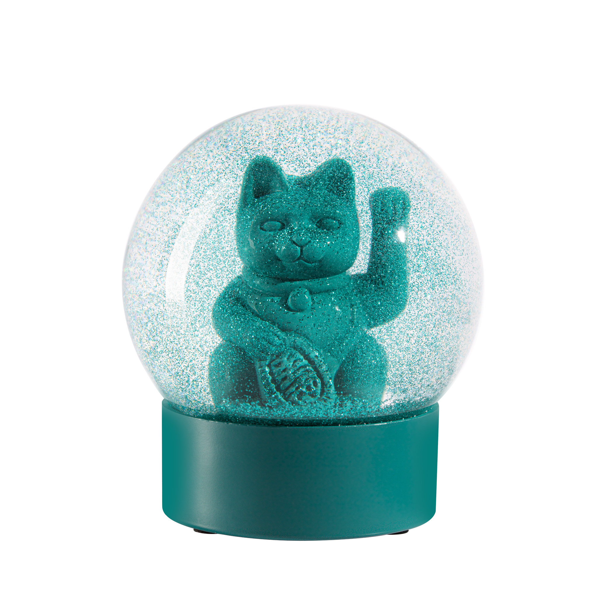 Groene Lucky Cat sneeuwbol / glitterbol