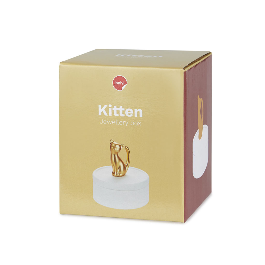 Balvi Witte sieradendoos met gouden kat