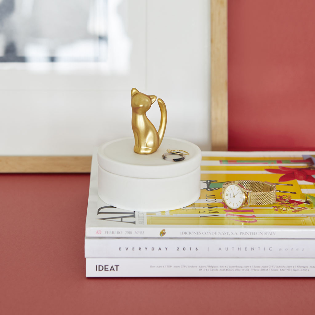 Balvi Witte sieradendoos met gouden kat