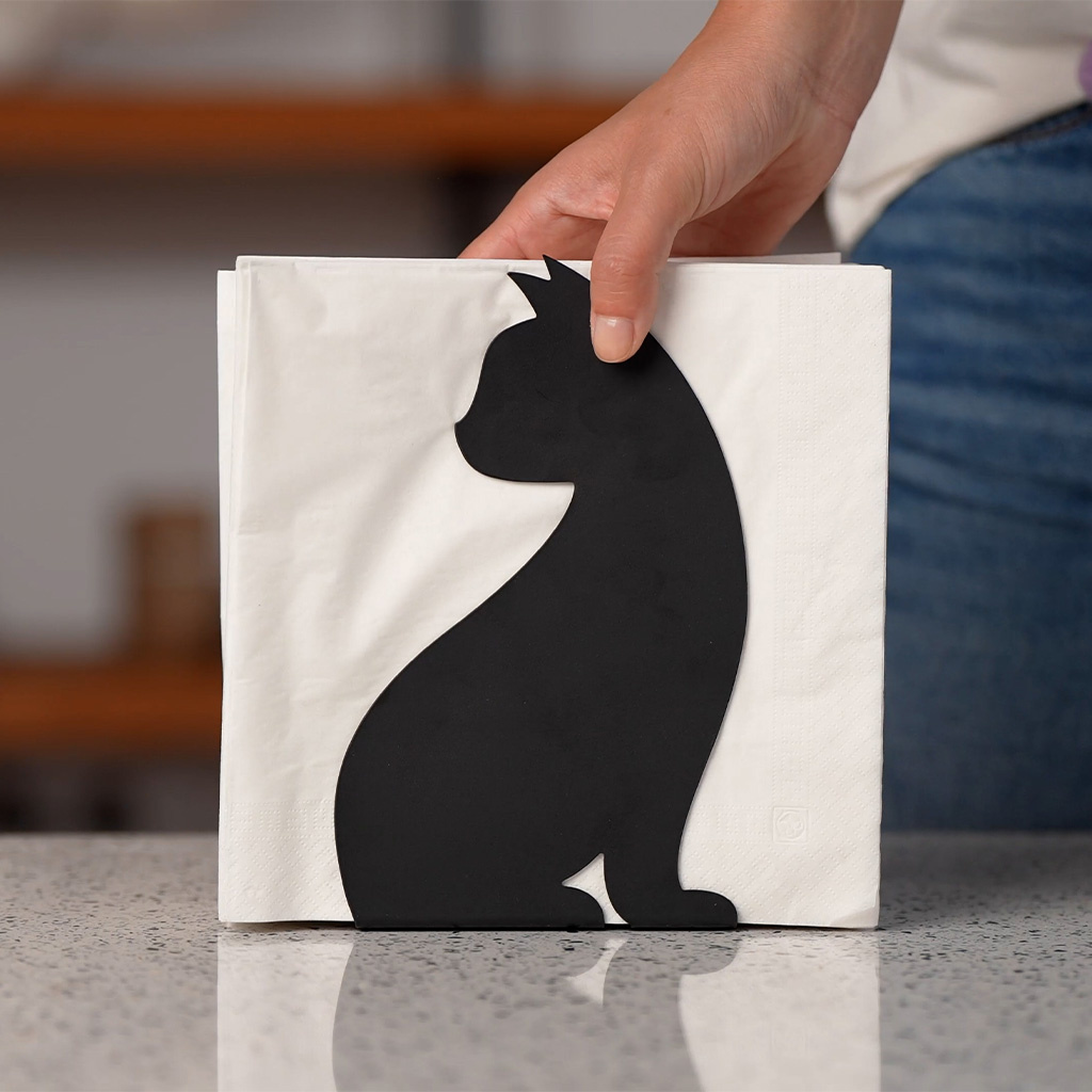 Balvi Servethouder Feline zwart metaal