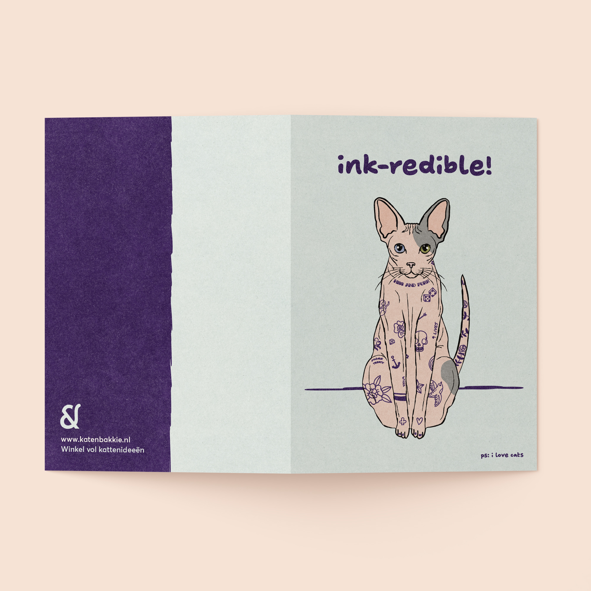 Kat & Ink-redible! - kattenkaart met envelop