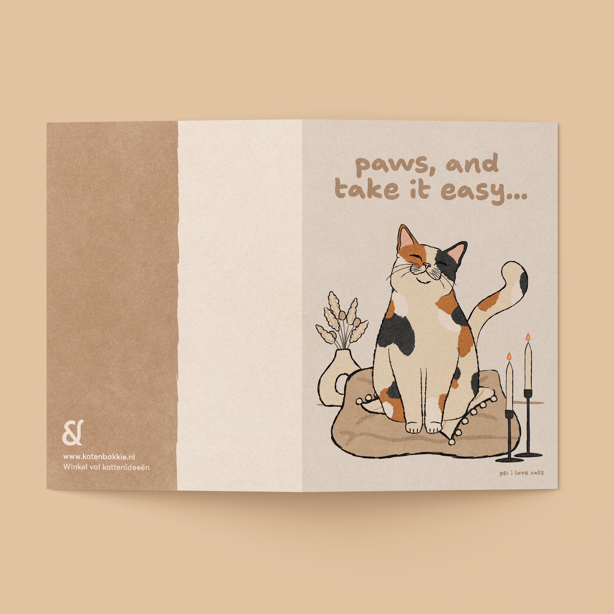 Kat & Paws, and take it easy… - kattenkaart met envelop