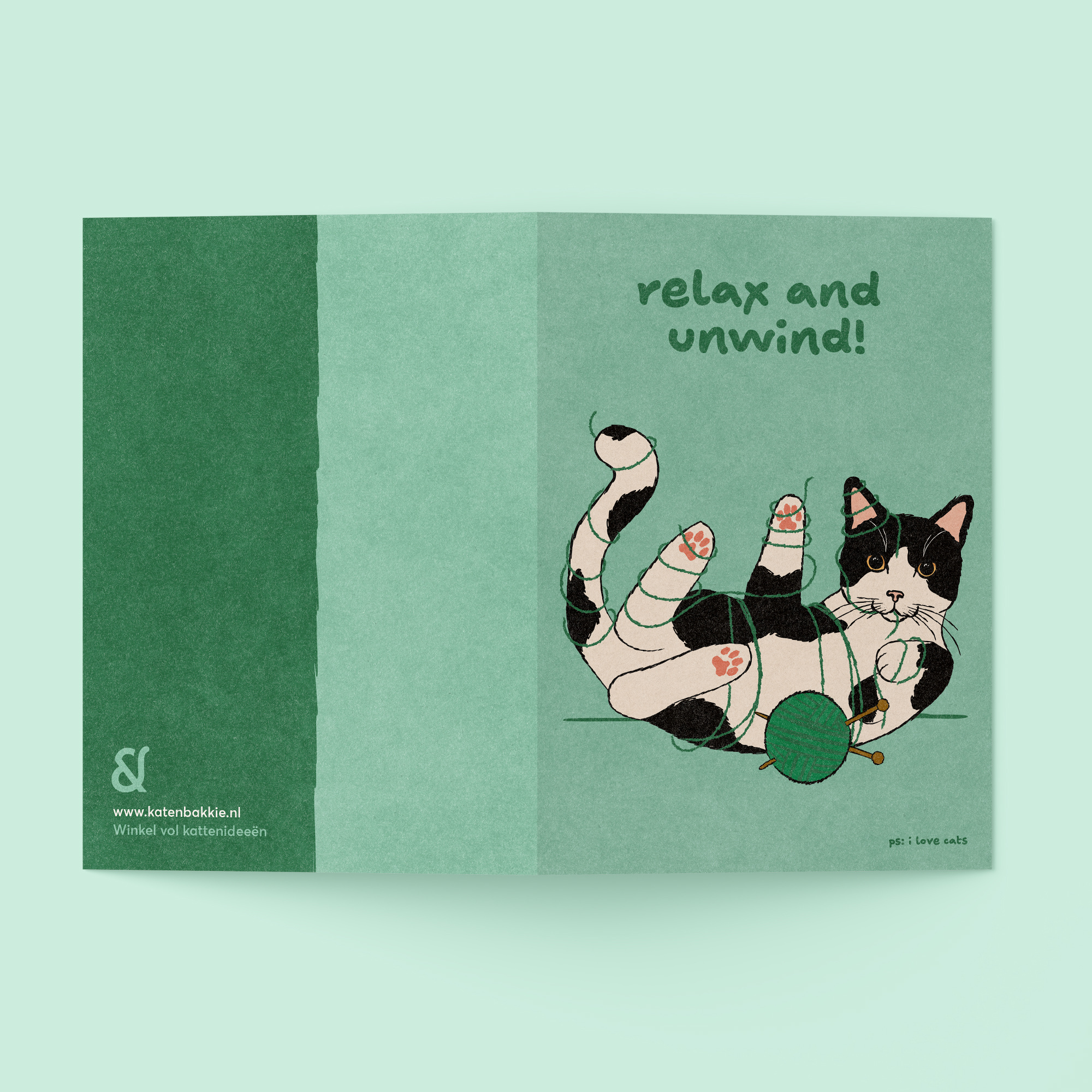 Kat & Relax, and unwind! - kattenkaart met envelop