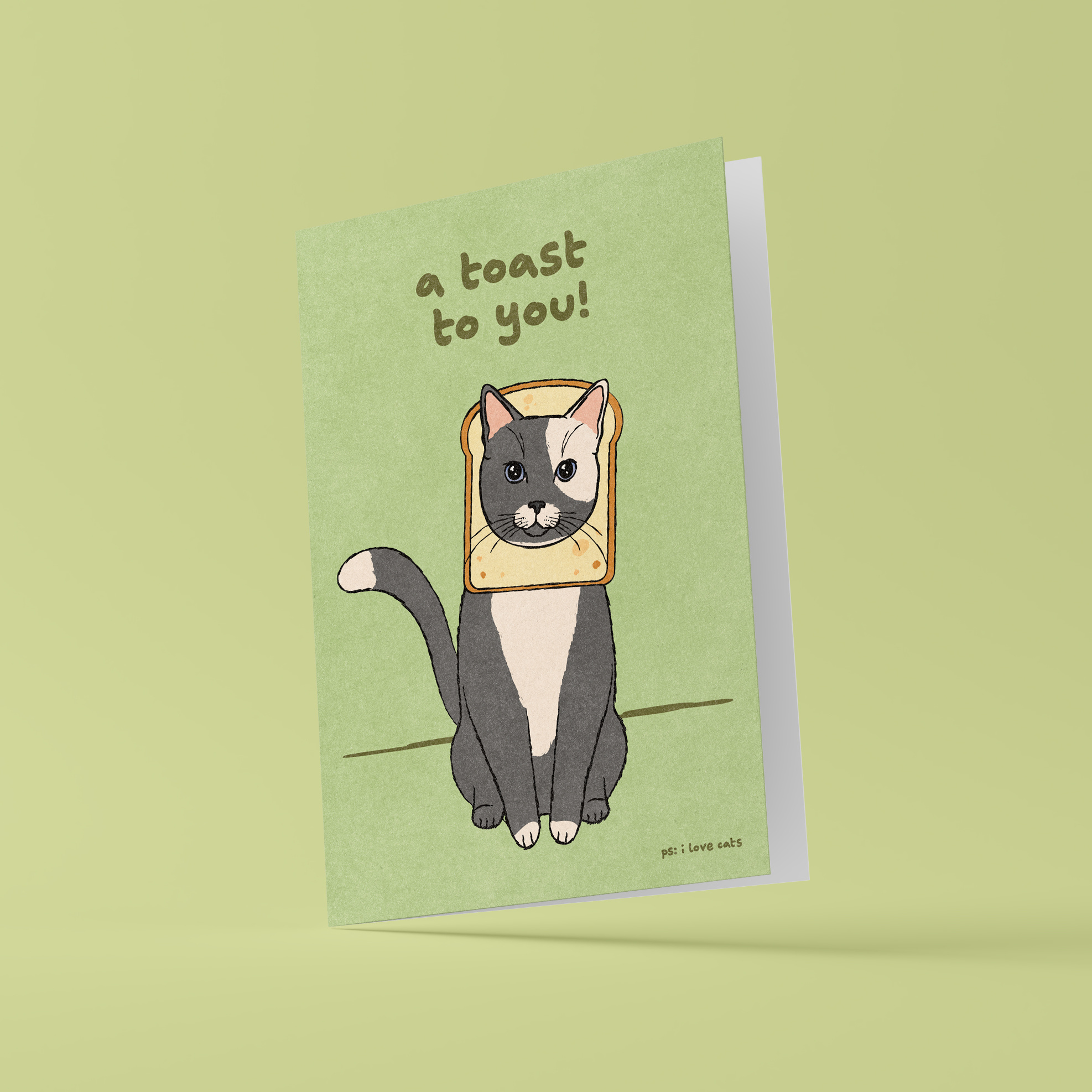 Kat & A toast to you! - kattenkaart met envelop