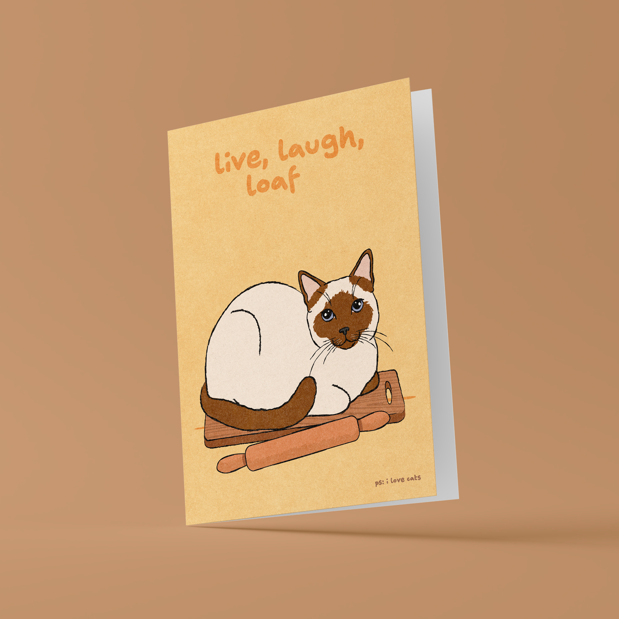 Kat & Live, laugh, loaf - kattenkaart met envelop