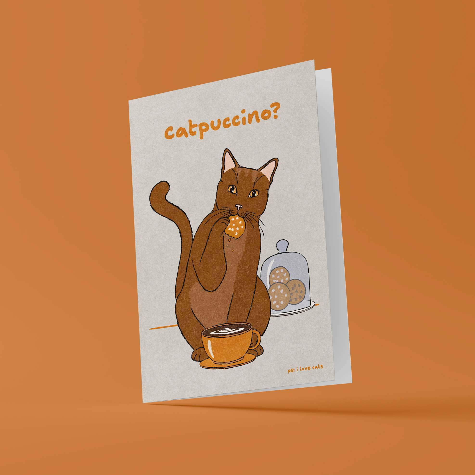 Kat & Catpuccino? - kattenkaart met envelop