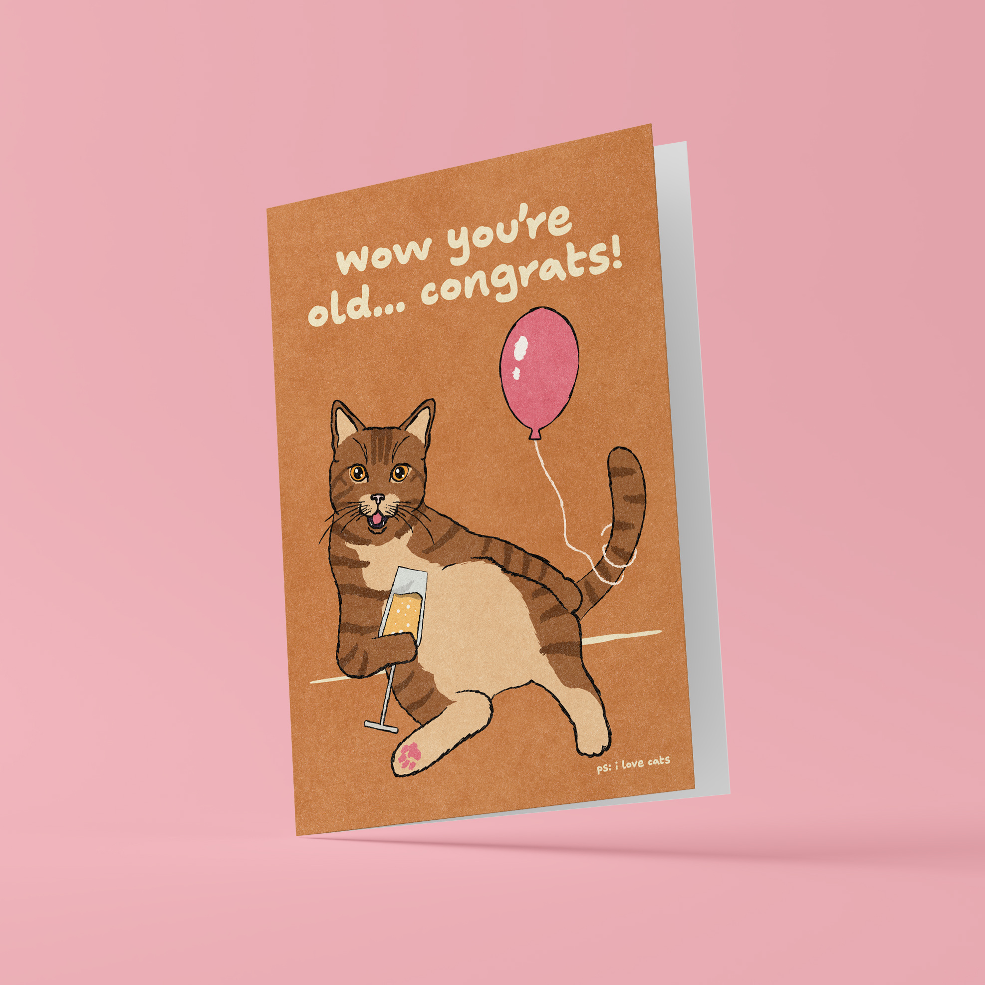 Kat & Wow you're old… Congrats! - kattenkaart met envelop